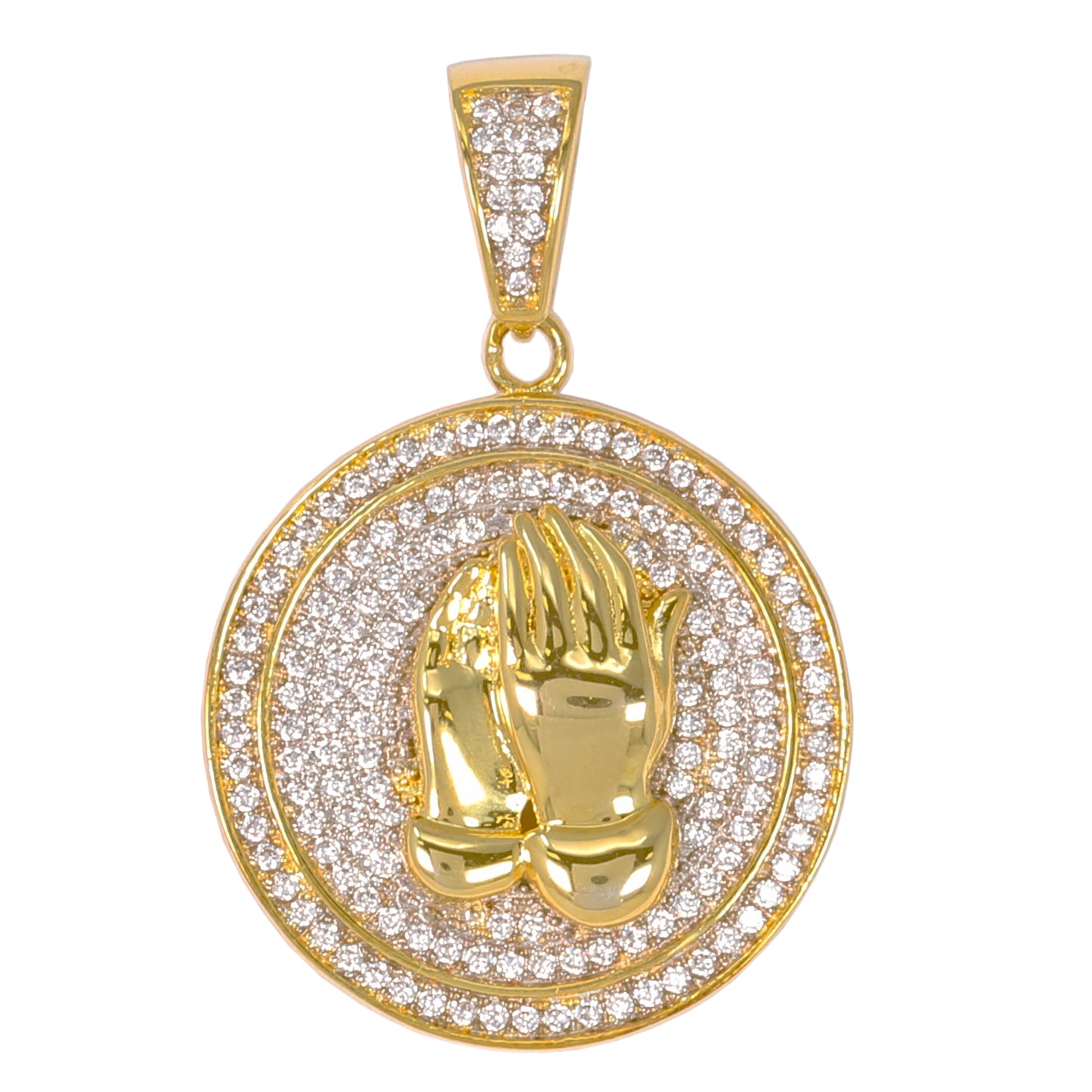 Small Praying Hands Cubic Zirconia Pendant - BCH-1084*