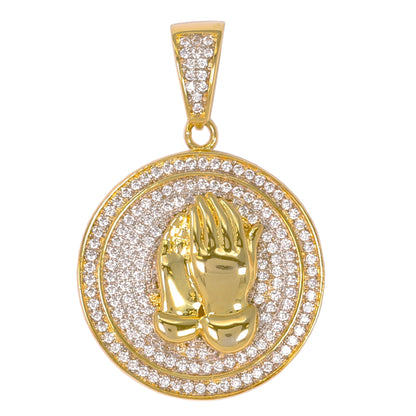 Small Praying Hands Cubic Zirconia Pendant - BCH-1084*