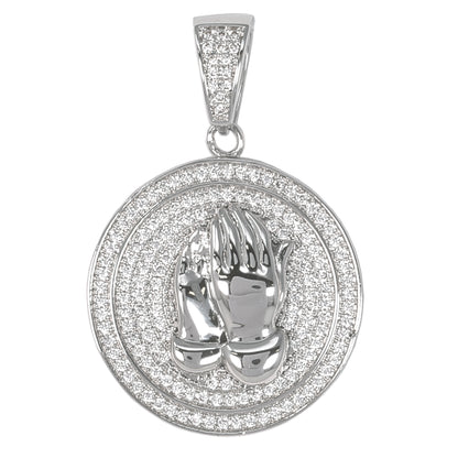 Small Praying Hands Cubic Zirconia Pendant - BCH-1084*