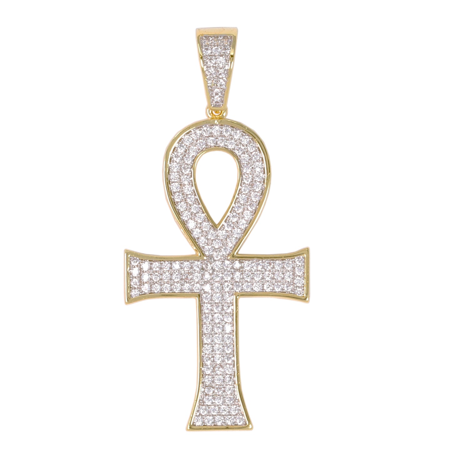 Medium Ankh Cross Cubic Zirconia Pendant - BCH-1088*