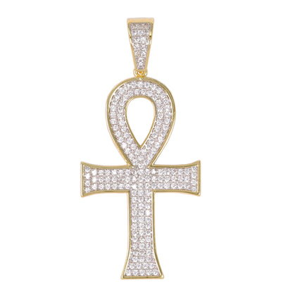 Medium Ankh Cross Cubic Zirconia Pendant - BCH-1088*