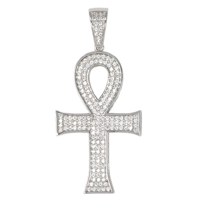 Medium Ankh Cross Cubic Zirconia Pendant - BCH-1088*