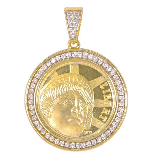Medium Coin Cubic Zirconia Pendant - BCH-1095*