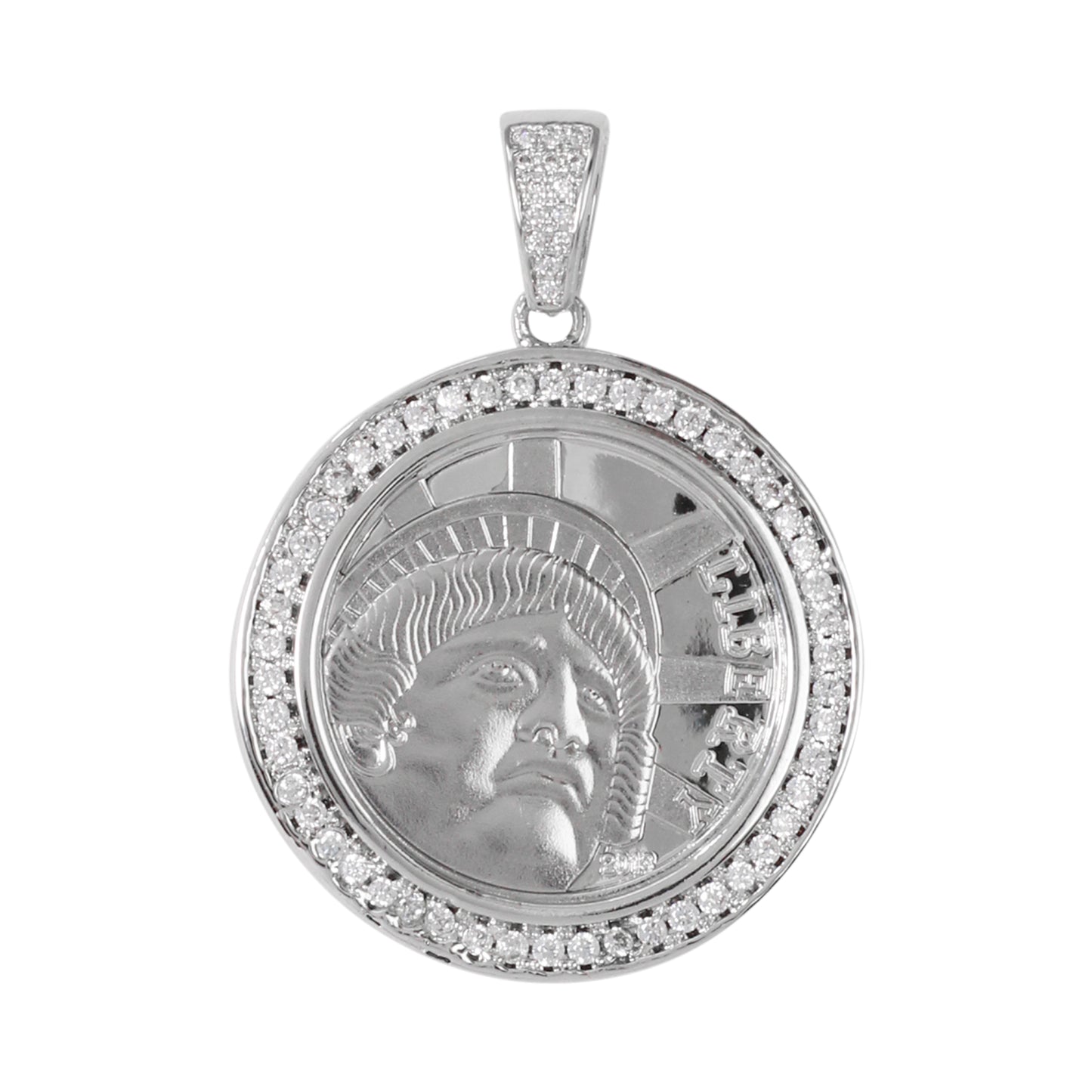 Medium Coin Cubic Zirconia Pendant - BCH-1095*