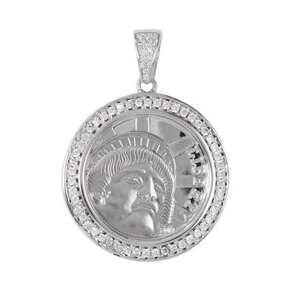 Medium Coin Cubic Zirconia Pendant - BCH-1095*