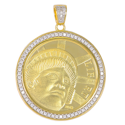 Large Coin Cubic Zirconia Pendant - BCH-1096*