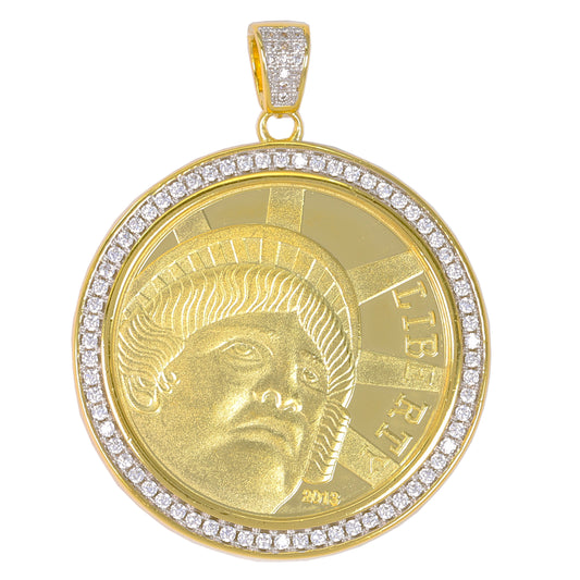 Large Coin Cubic Zirconia Pendant - BCH-1096*