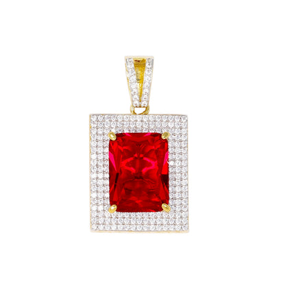Mini Ruby Red Iced Mini Cubic Zirconia Pendant - BCH-1102*