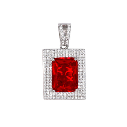 Mini Ruby Red Iced Mini Cubic Zirconia Pendant - BCH-1102*