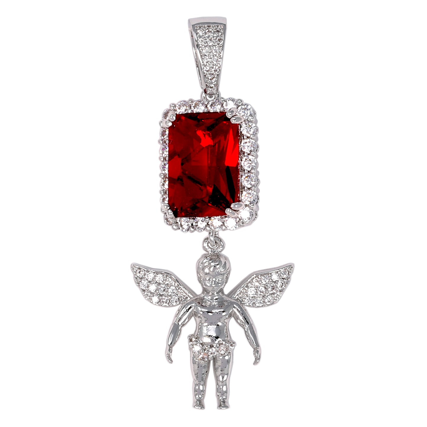 Mini Color Stone Red Rosary Cubic Zirconia Pendant - BCH-1107*
