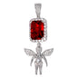 Mini Color Stone Red Rosary Cubic Zirconia Pendant - BCH-1107*