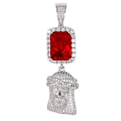Mini Color Stone Red Rosary Cubic Zirconia Pendant - BCH-1109*