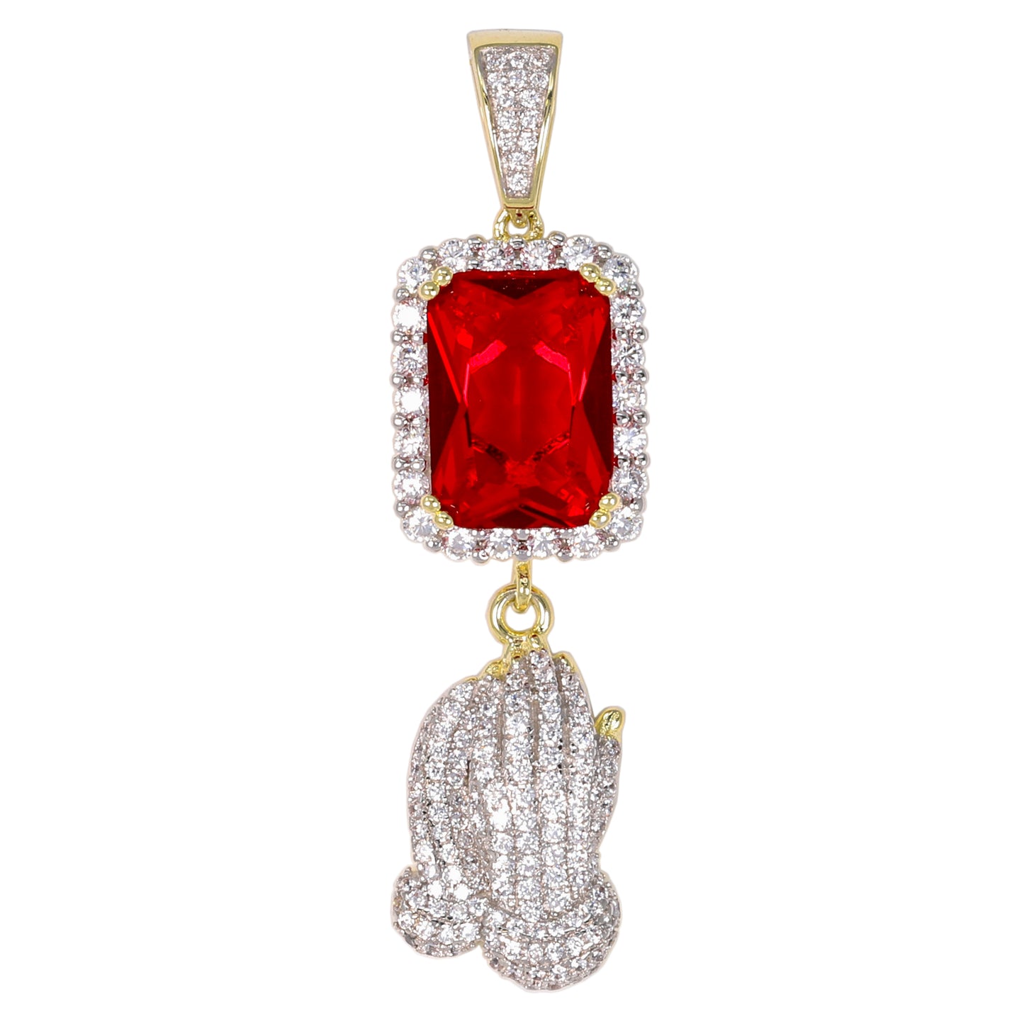 Mini Color Stone Red Rosary Cubic Zirconia Pendant - BCH-1110*