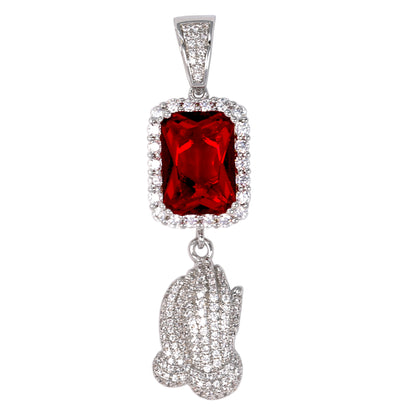 Mini Color Stone Red Rosary Cubic Zirconia Pendant - BCH-1110*