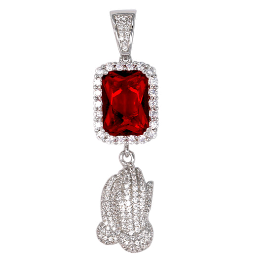 Mini Color Stone Red Rosary Cubic Zirconia Pendant - BCH-1110*