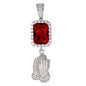 Mini Color Stone Red Rosary Cubic Zirconia Pendant - BCH-1110*