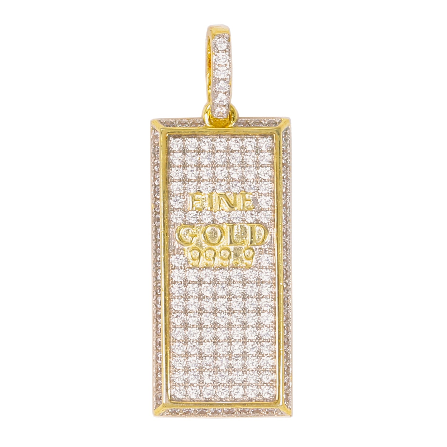Small Gold Bar Cubic Zirconia Pendant - BCH-1115*