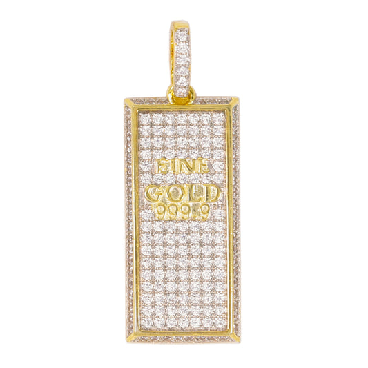 Small Gold Bar Cubic Zirconia Pendant - BCH-1115*