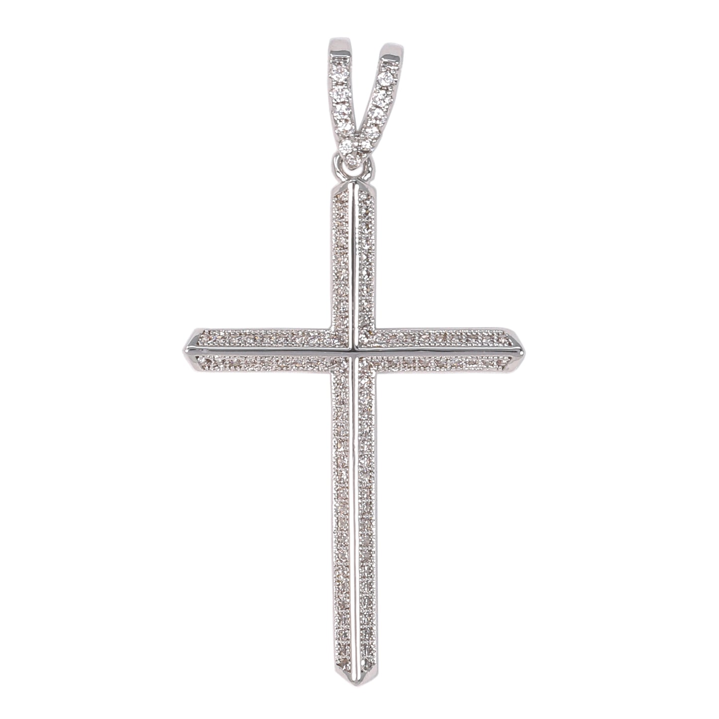 Small Cross Cubic Zirconia Pendant - BCH-1142*