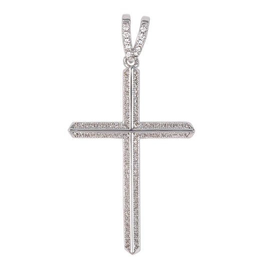 Small Cross Cubic Zirconia Pendant - BCH-1142*