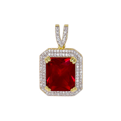 Mini Ruby Red Iced Mini Cubic Zirconia Pendant - BCH-1143*
