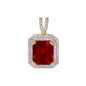 Mini Ruby Red Iced Mini Cubic Zirconia Pendant - BCH-1143*