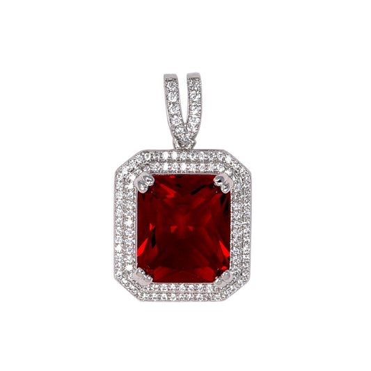 Mini Ruby Red Iced Mini Cubic Zirconia Pendant - BCH-1143*