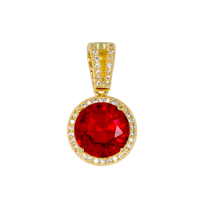Mini Ruby Red Iced Mini Cubic Zirconia Pendant - BCH-1144*