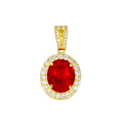 Mini Ruby Red Iced Mini Cubic Zirconia Pendant - BCH-1145*