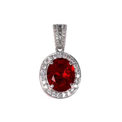 Mini Ruby Red Iced Mini Cubic Zirconia Pendant - BCH-1145*
