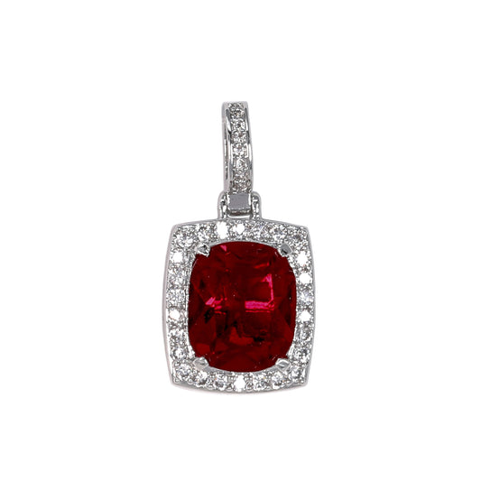 Mini Ruby Red Iced Mini Cubic Zirconia Pendant - BCH-1147*
