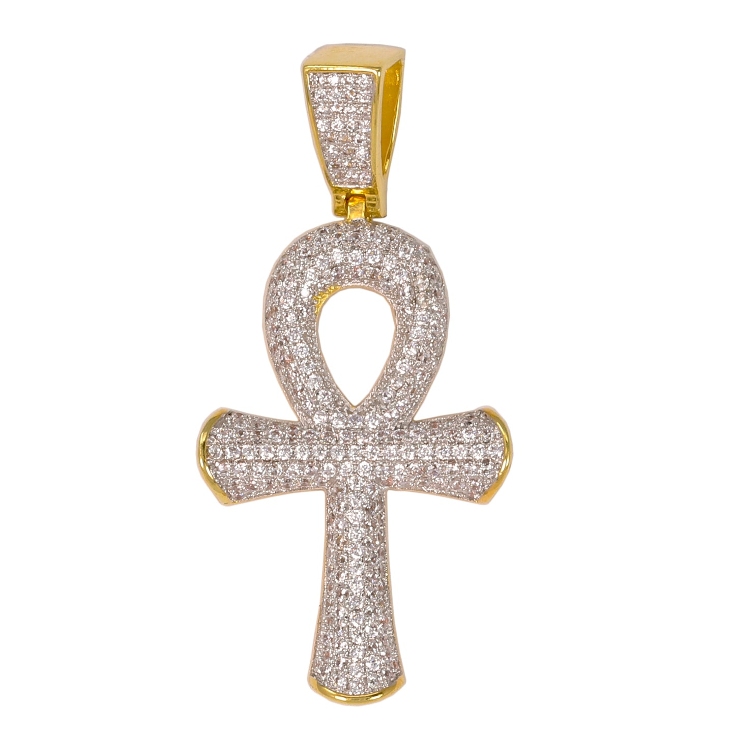 Medium Ankh Cross Cubic Zirconia Pendant - BCH-1180*