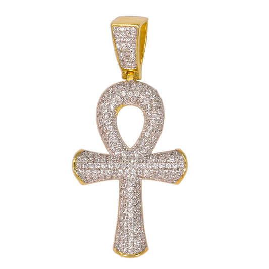 Medium Ankh Cross Cubic Zirconia Pendant - BCH-1180*