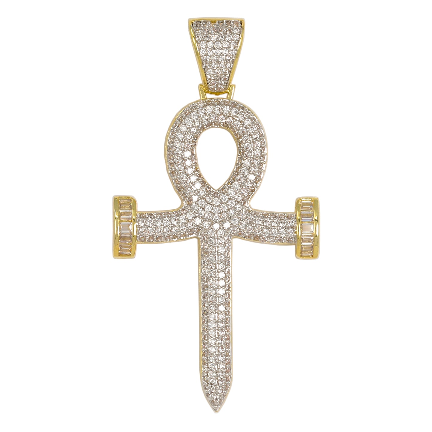 Medium Ankh Cross Cubic Zirconia Pendant - BCH-1201*