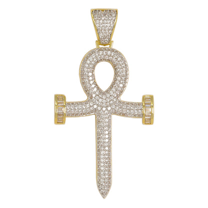 Medium Ankh Cross Cubic Zirconia Pendant - BCH-1201*