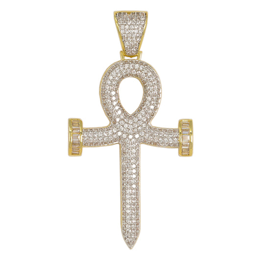 Medium Ankh Cross Cubic Zirconia Pendant - BCH-1201*