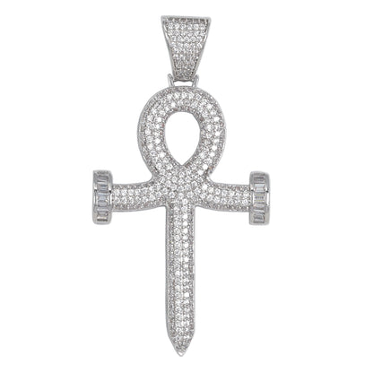Medium Ankh Cross Cubic Zirconia Pendant - BCH-1201*