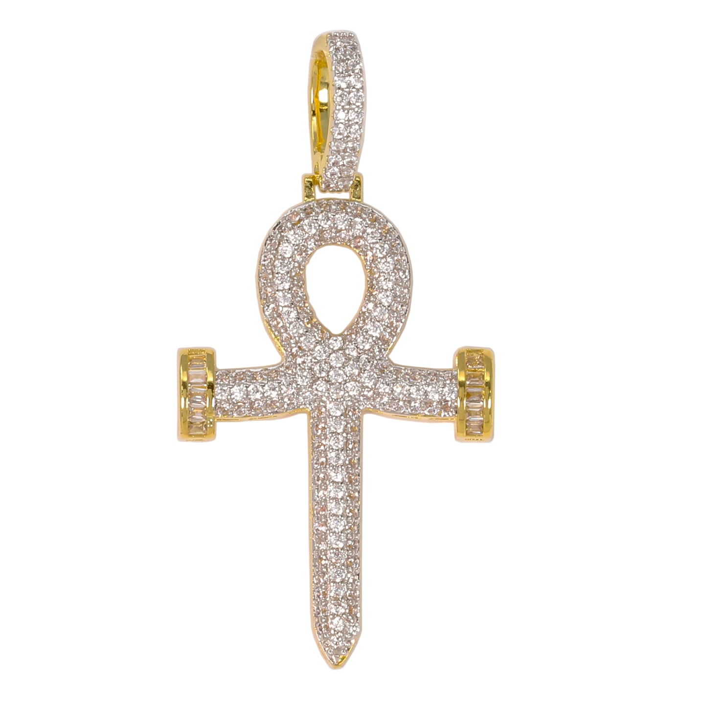Medium Ankh Cross Cubic Zirconia Pendant - BCH-1202*