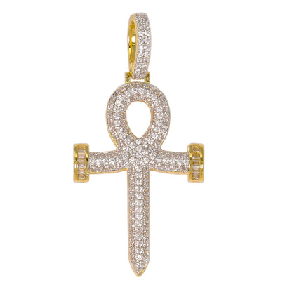 Medium Ankh Cross Cubic Zirconia Pendant - BCH-1202*