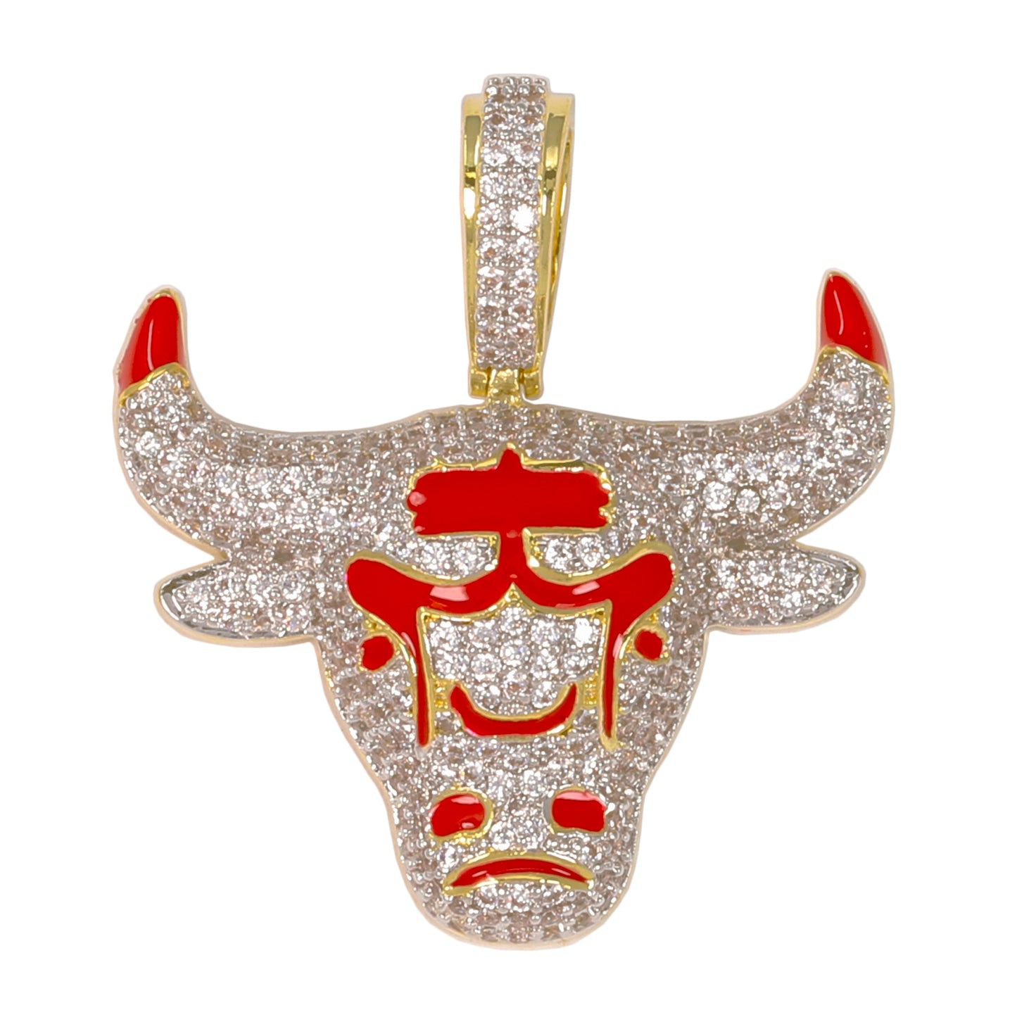 Small Bull Cubic Zirconia Pendant - BCH-1216*