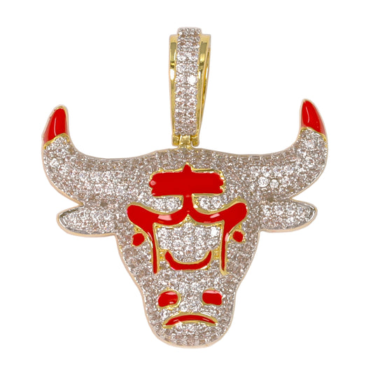 Small Bull Cubic Zirconia Pendant - BCH-1216*