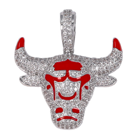 Small Bull Cubic Zirconia Pendant - BCH-1216*