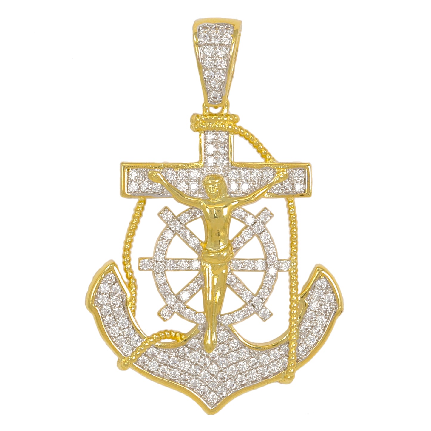 Medium Mariners Cross Cubic Zirconia Pendant - BCH-1234*