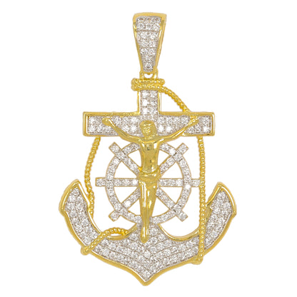 Medium Mariners Cross Cubic Zirconia Pendant - BCH-1234*