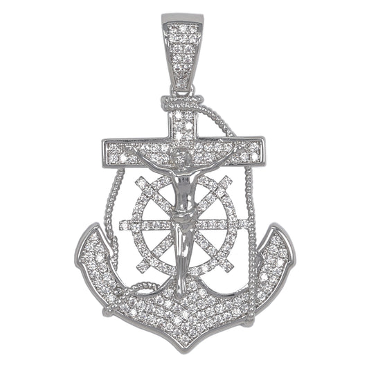 Medium Mariners Cross Cubic Zirconia Pendant - BCH-1234*