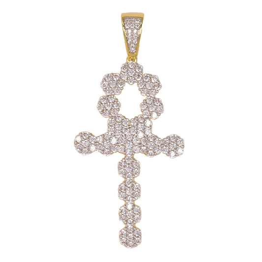 Medium Ankh Cross Cubic Zirconia Pendant - BCH-1236*