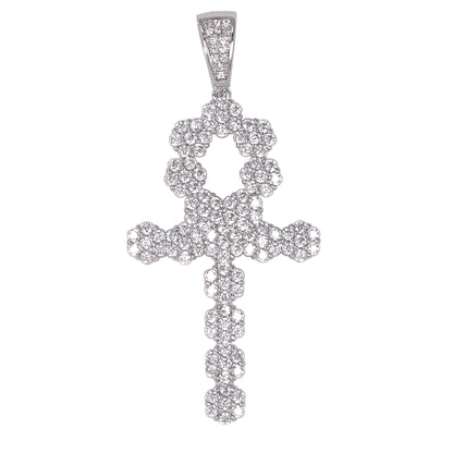 Medium Ankh Cross Cubic Zirconia Pendant - BCH-1236*