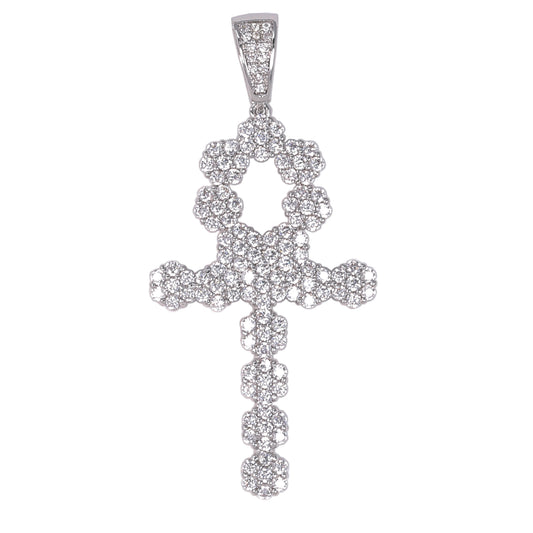 Medium Ankh Cross Cubic Zirconia Pendant - BCH-1236*
