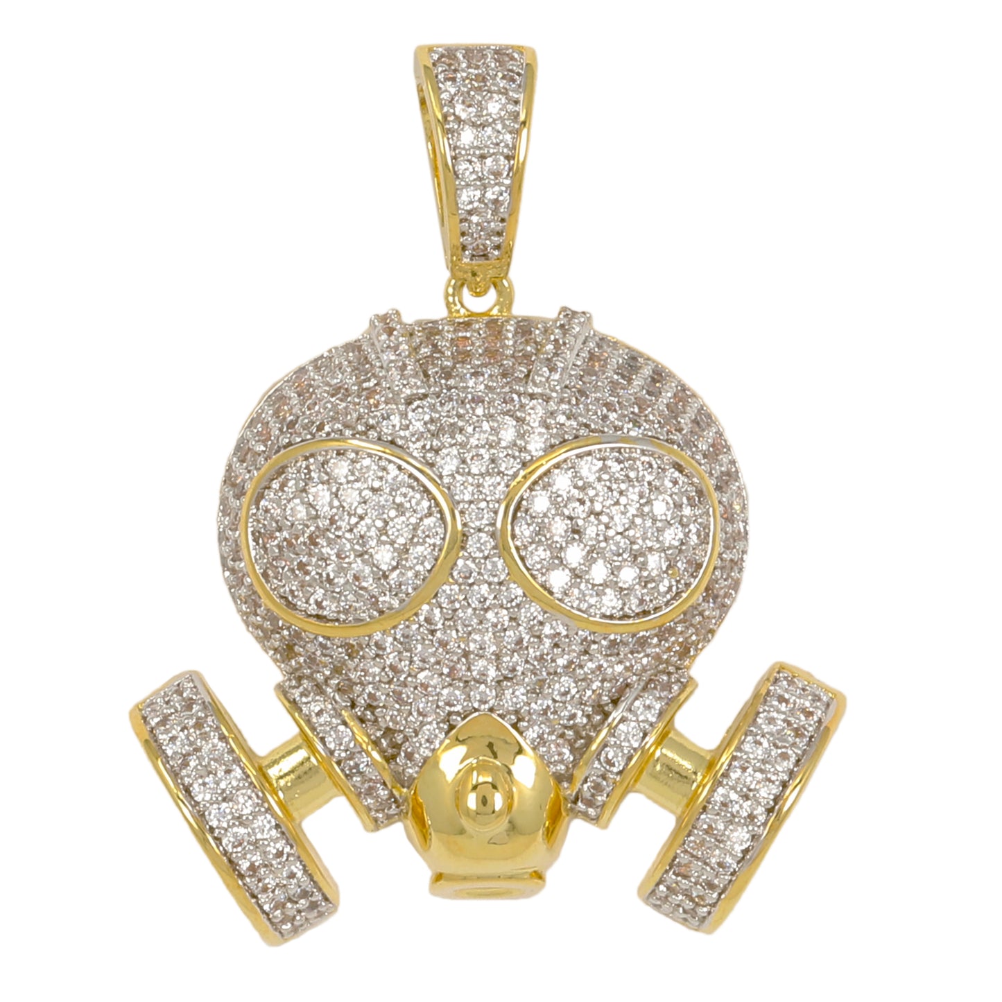 Medium Gas Mask Cubic Zirconia Pendant - BCH-1252*