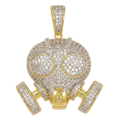 Medium Gas Mask Cubic Zirconia Pendant - BCH-1252*